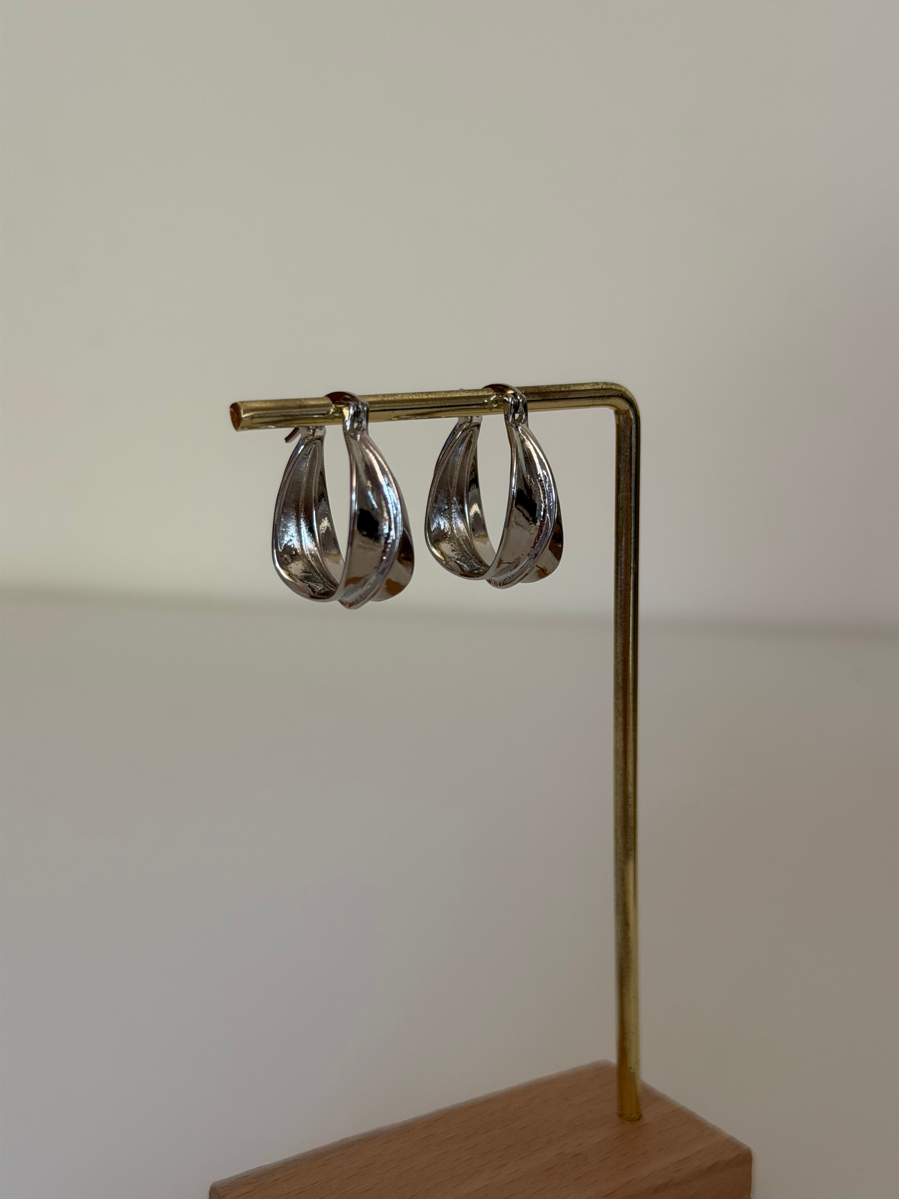 Silver Plated Swirl Hoop Earrings