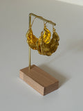 Gold Plated Crinkle Dangle Hoop Earrings