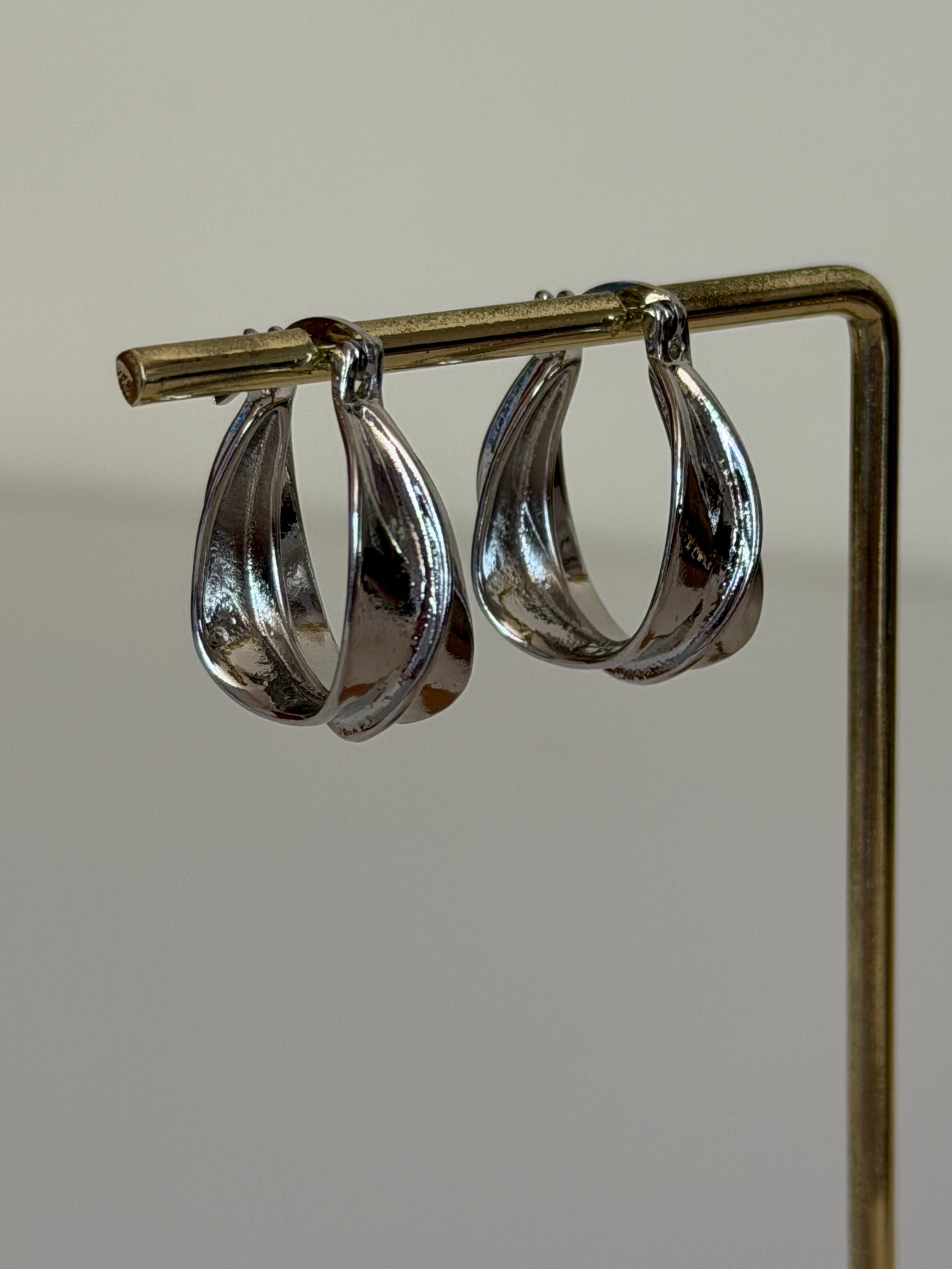 Silver Plated Swirl Hoop Earrings