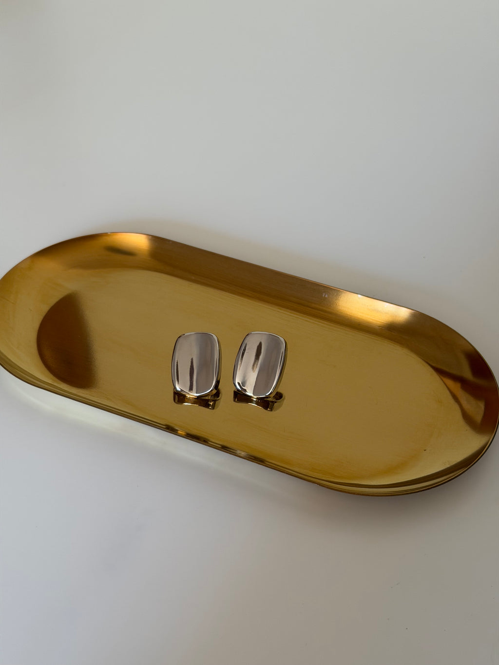 Silver Plated Curved Stud Earrings
