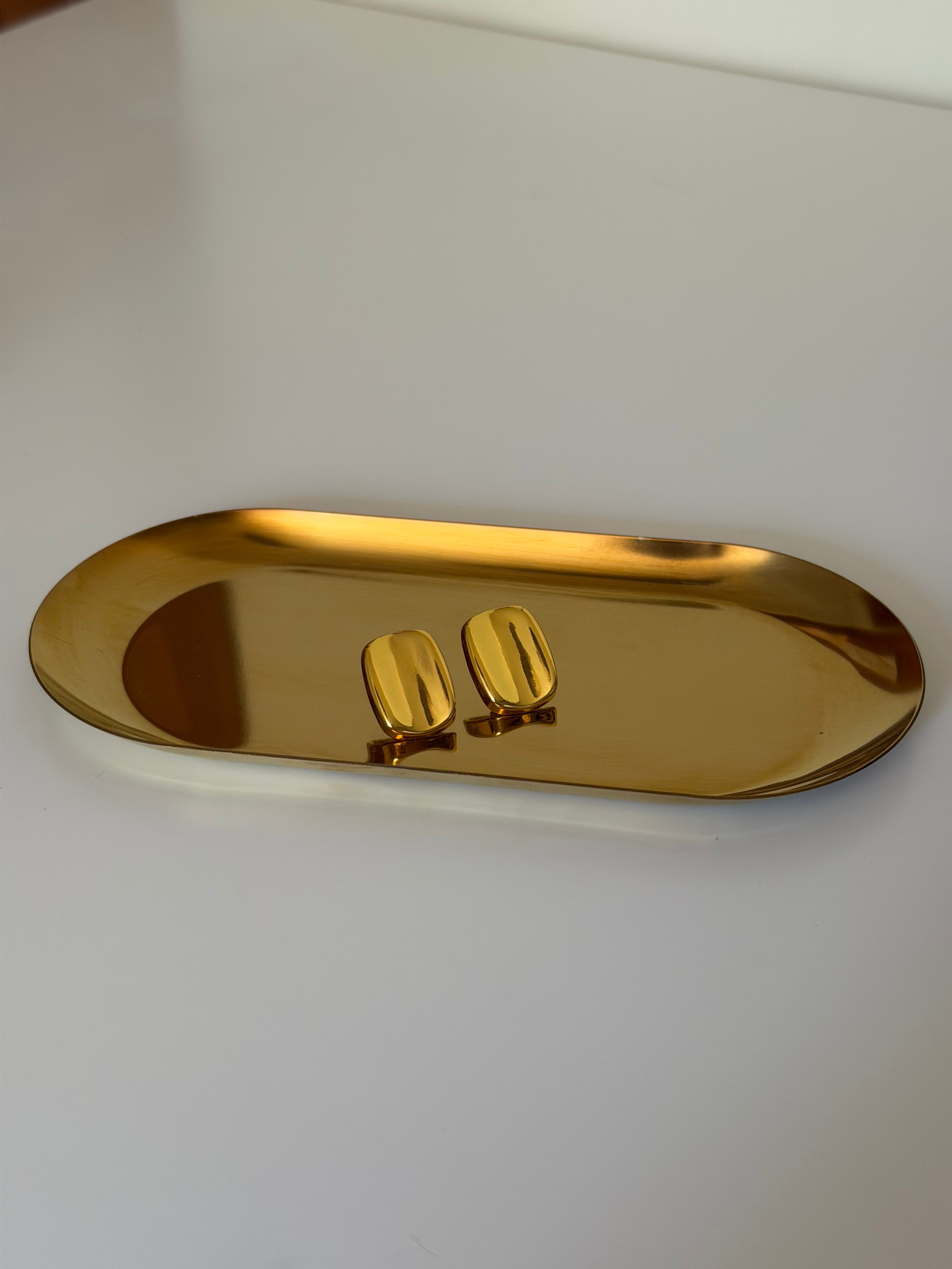 Gold Plated Curved Stud Earrings