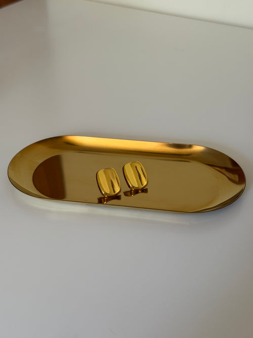 Gold Plated Curved Stud Earrings