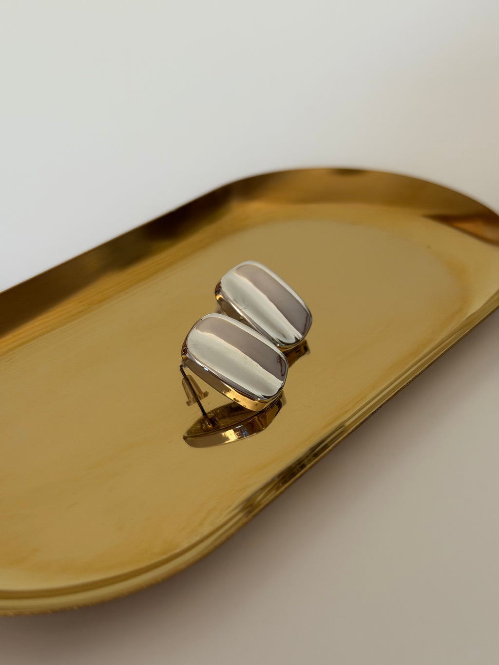 Silver Plated Curved Stud Earrings