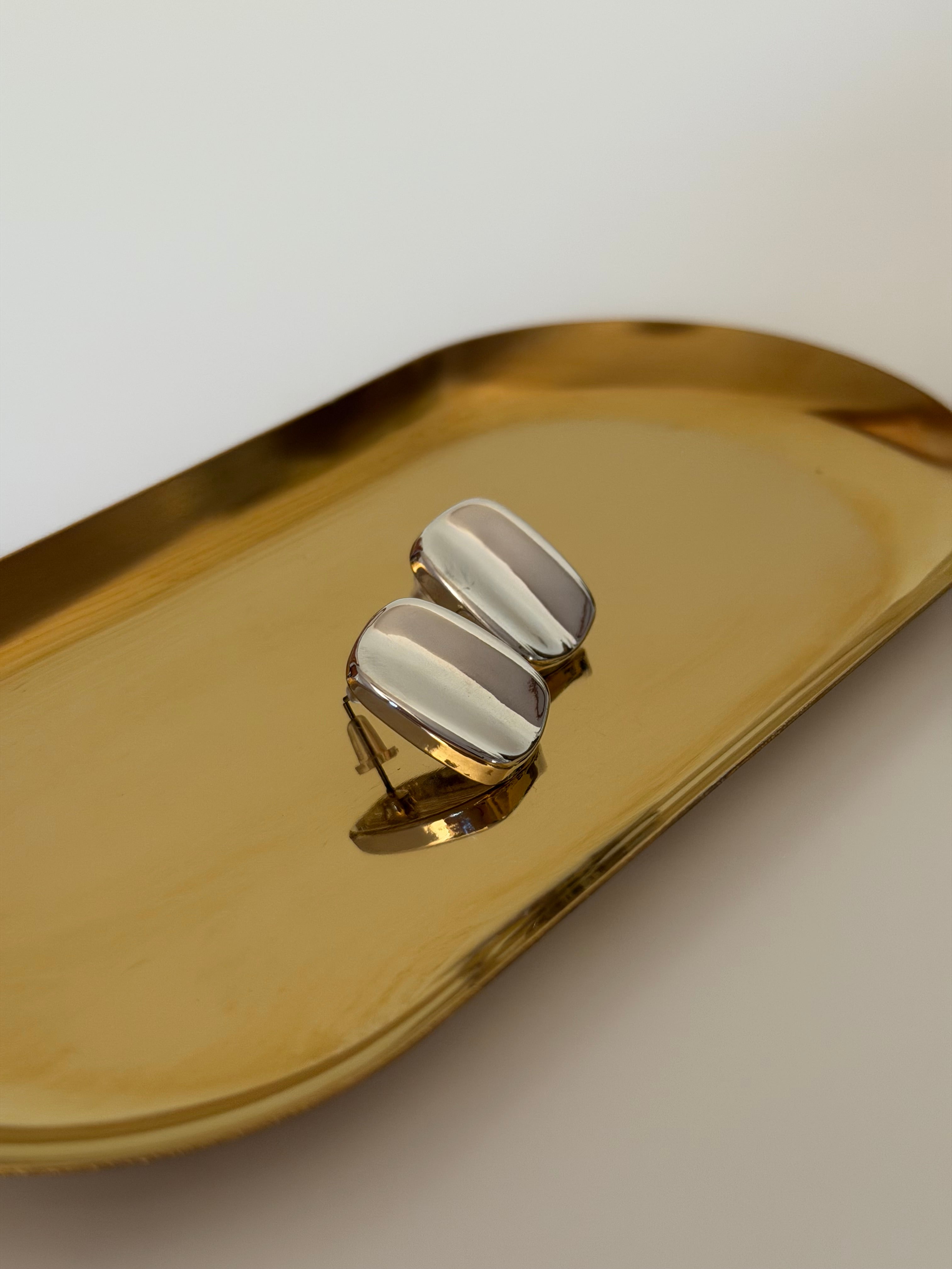 Silver Plated Curved Stud Earrings