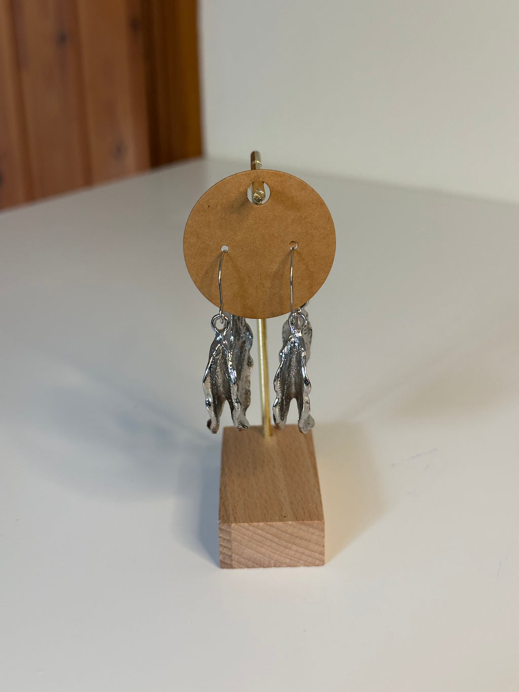 Silver Plated Crinkle Dangle Hoop Earrings