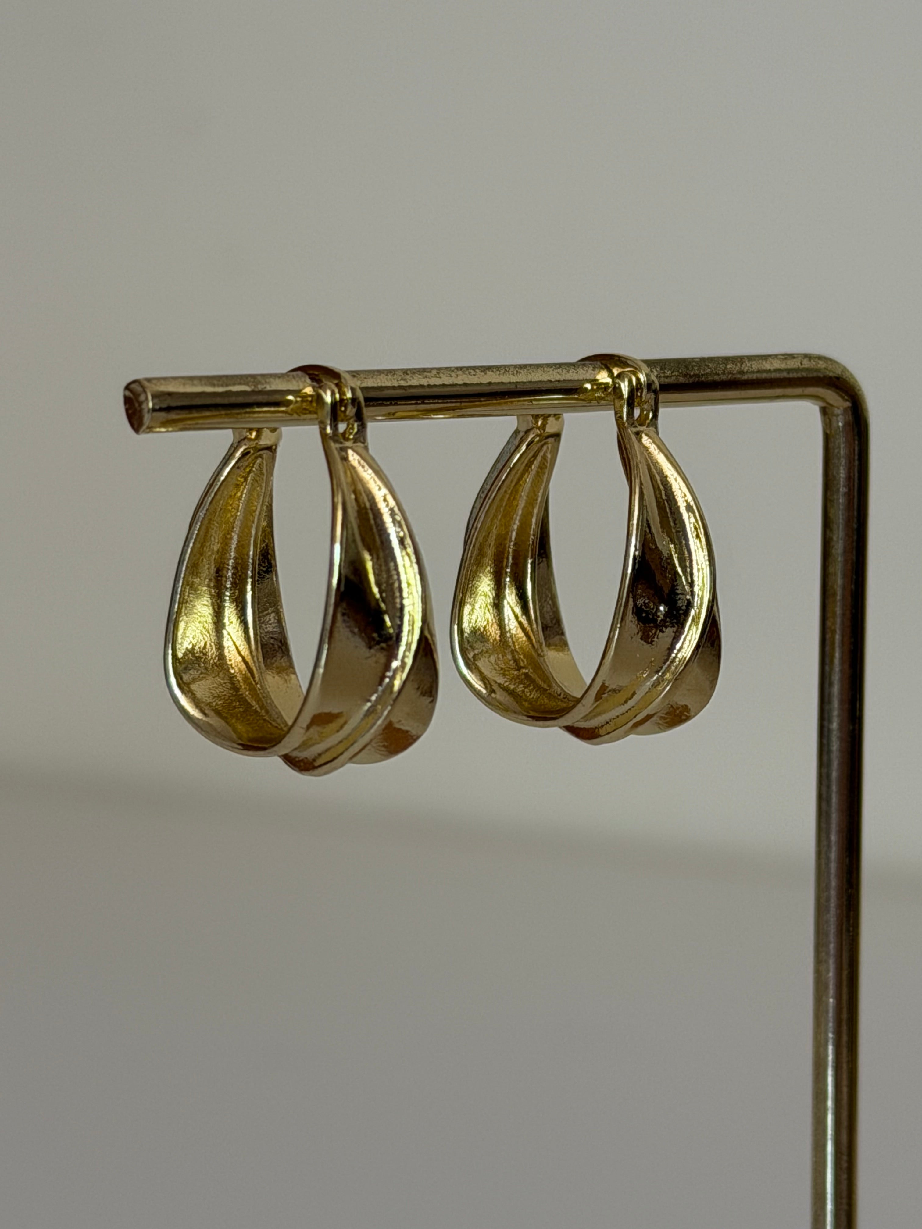 Gold Plated Swirl Hoop Earrings