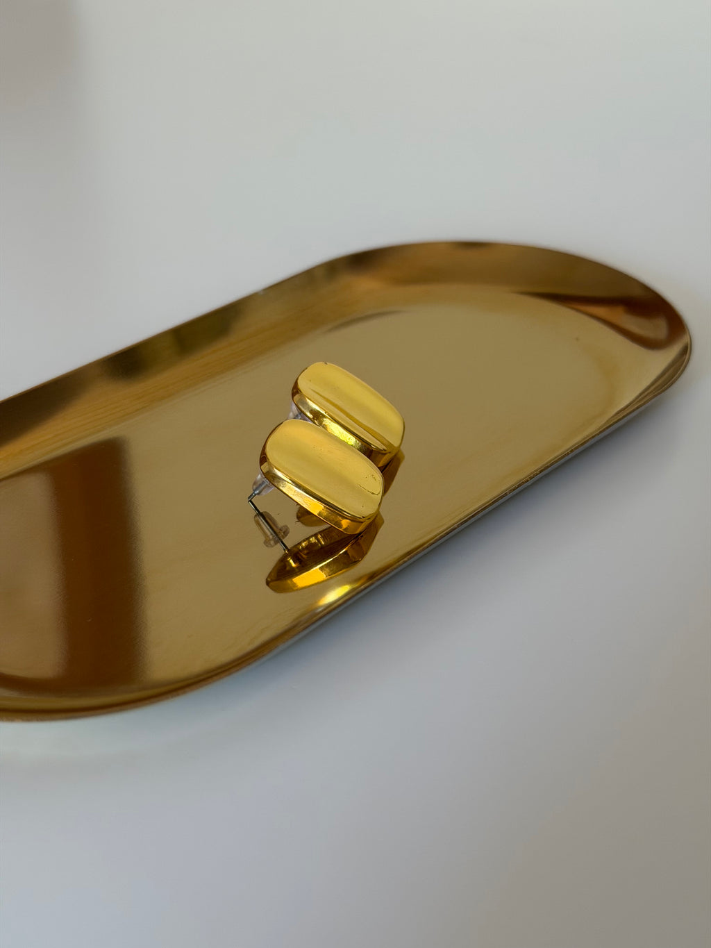 Gold Plated Curved Stud Earrings