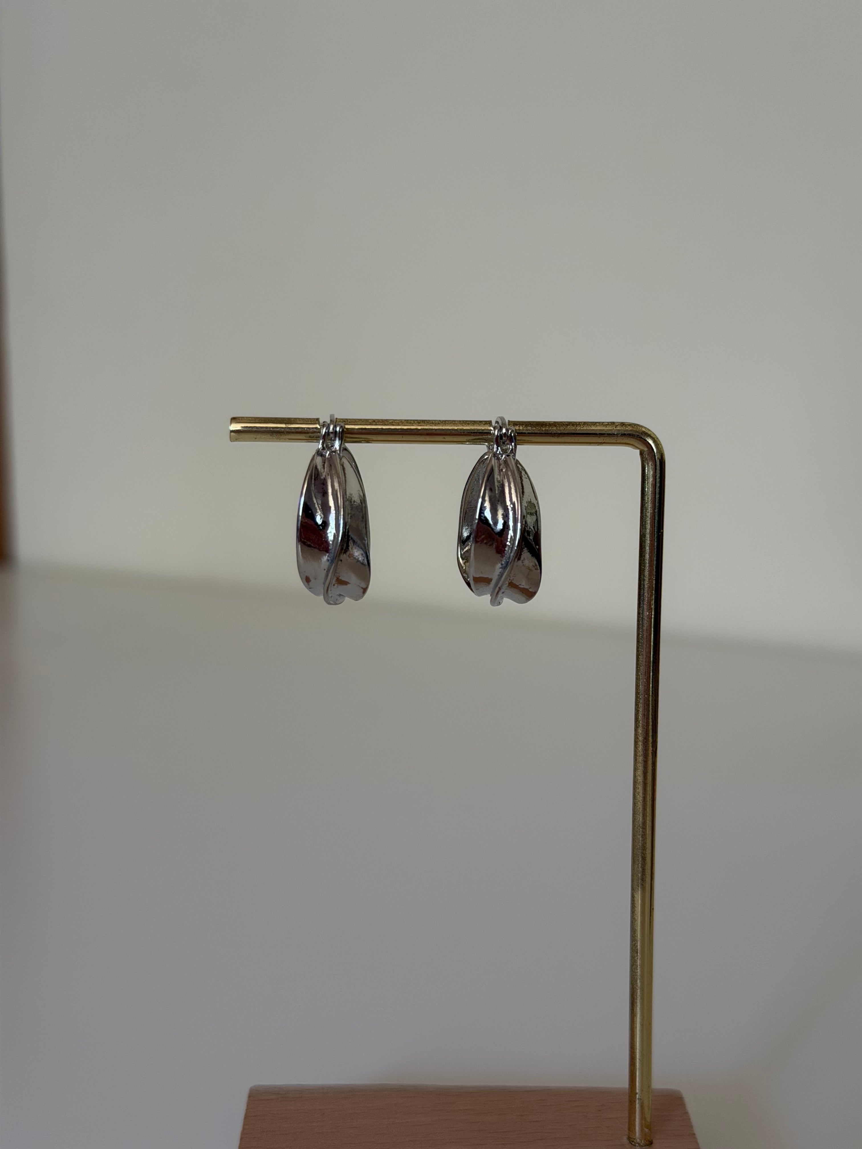 Silver Plated Swirl Hoop Earrings