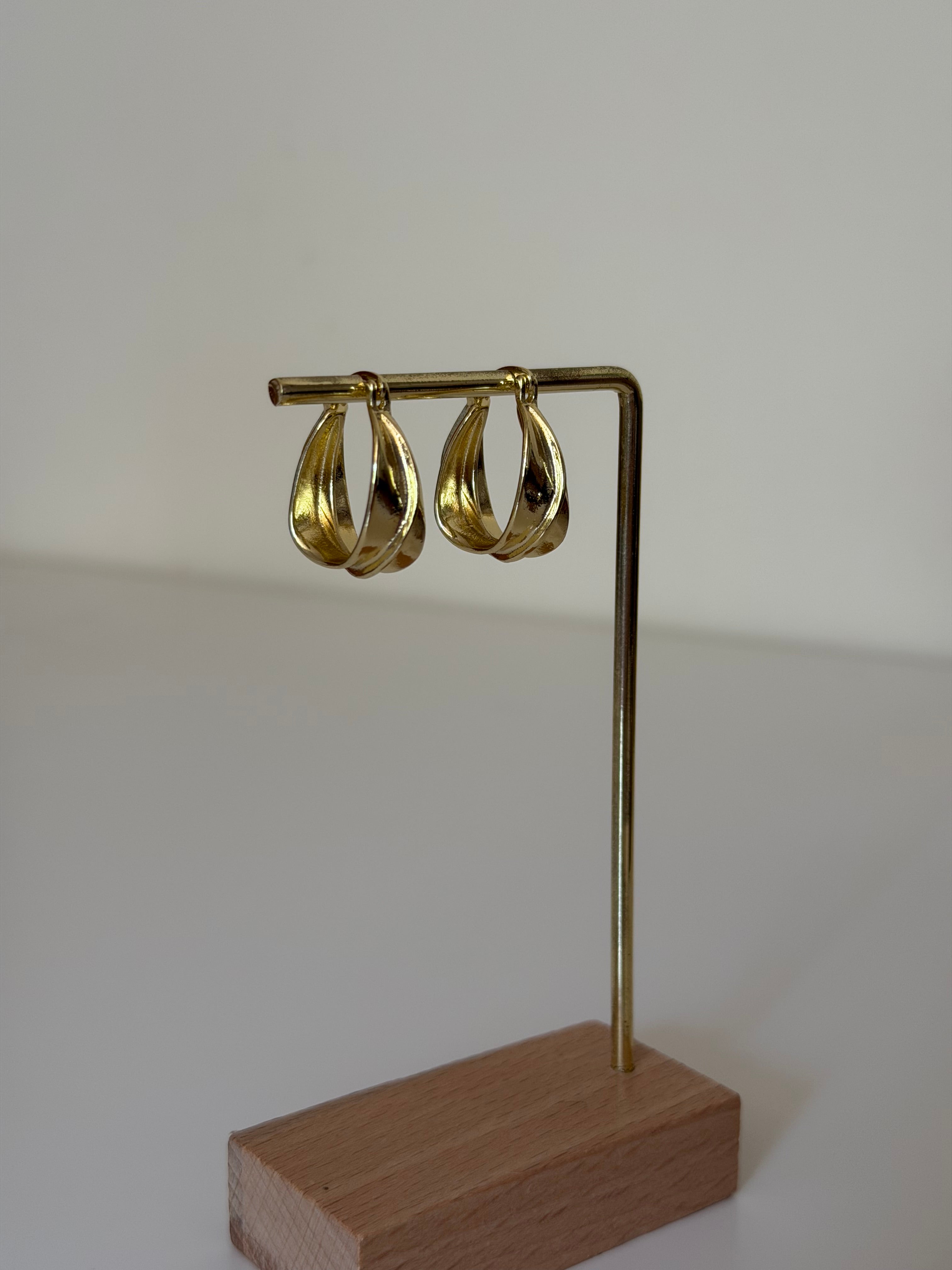 Gold Plated Swirl Hoop Earrings