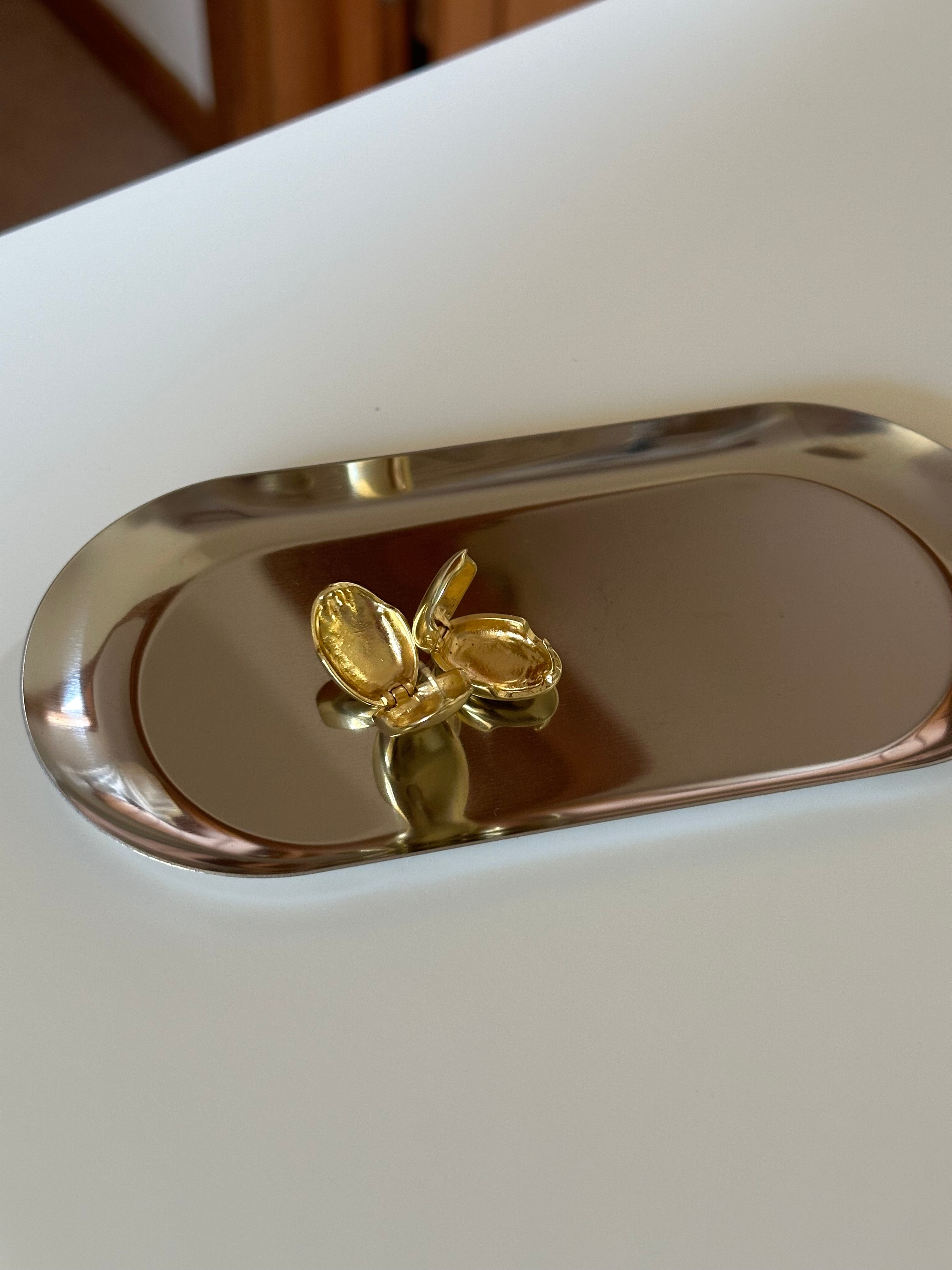 Gold Dangle Stud Clasp Oval Round Earrings