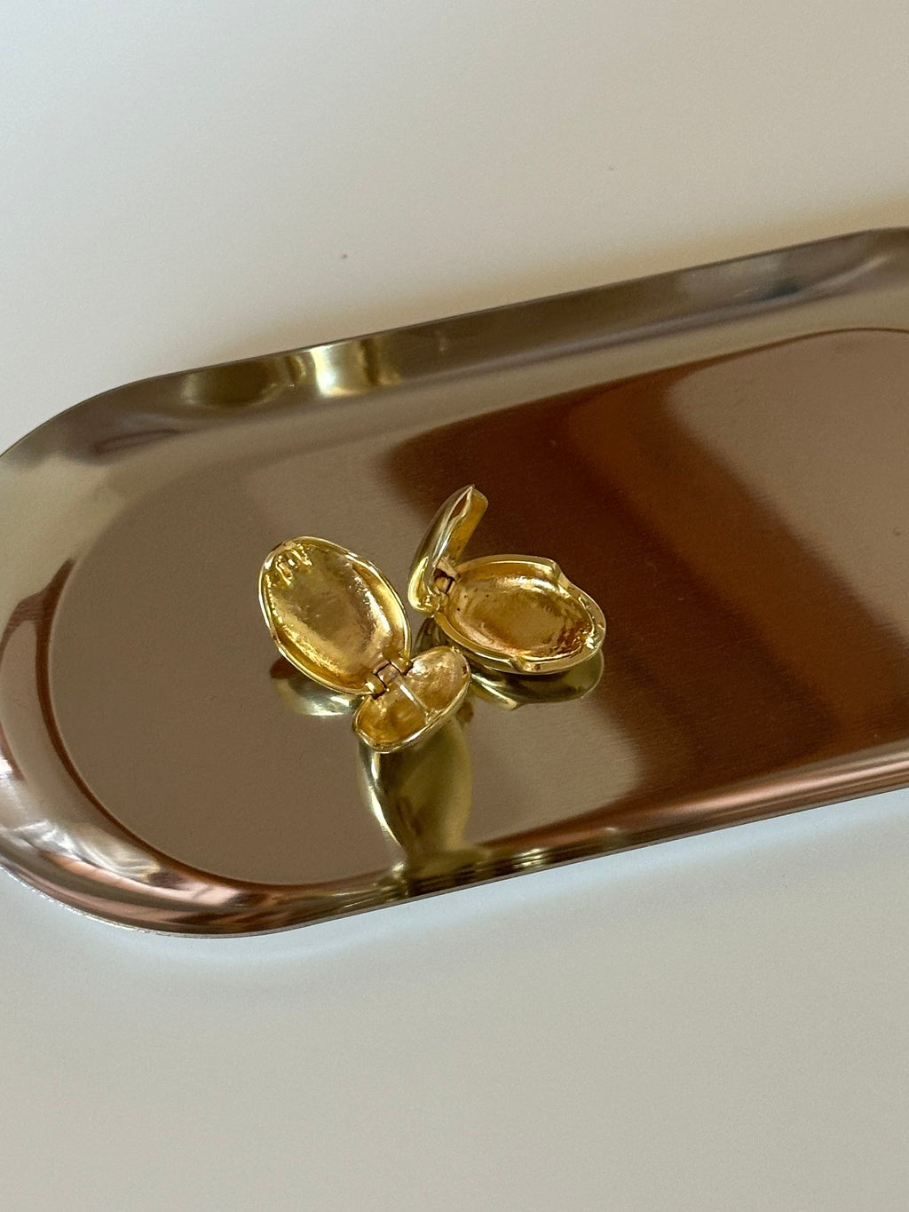 Gold Dangle Stud Clasp Oval Round Earrings