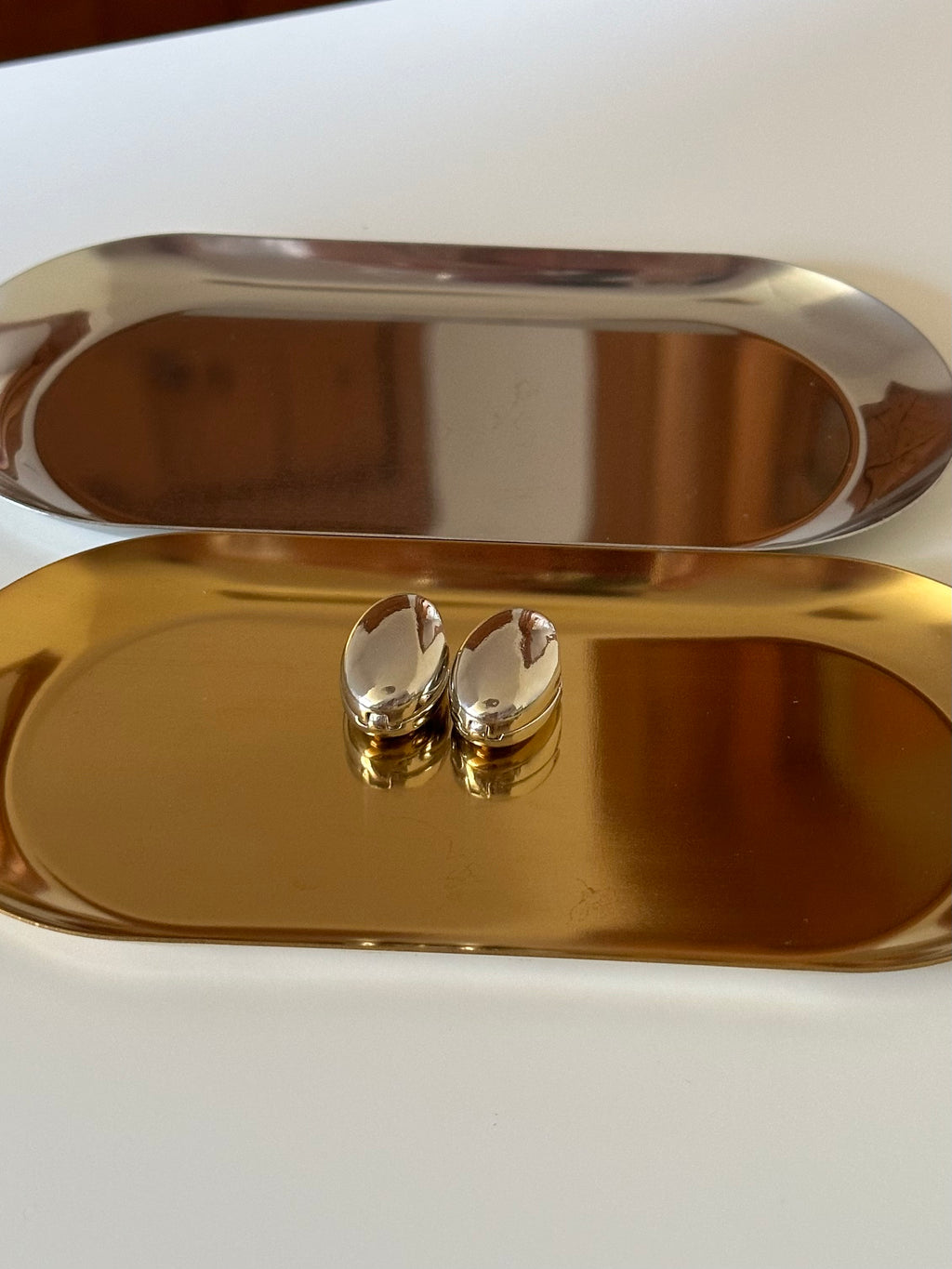 Silver Dangle Stud Clasp Oval Round Earrings