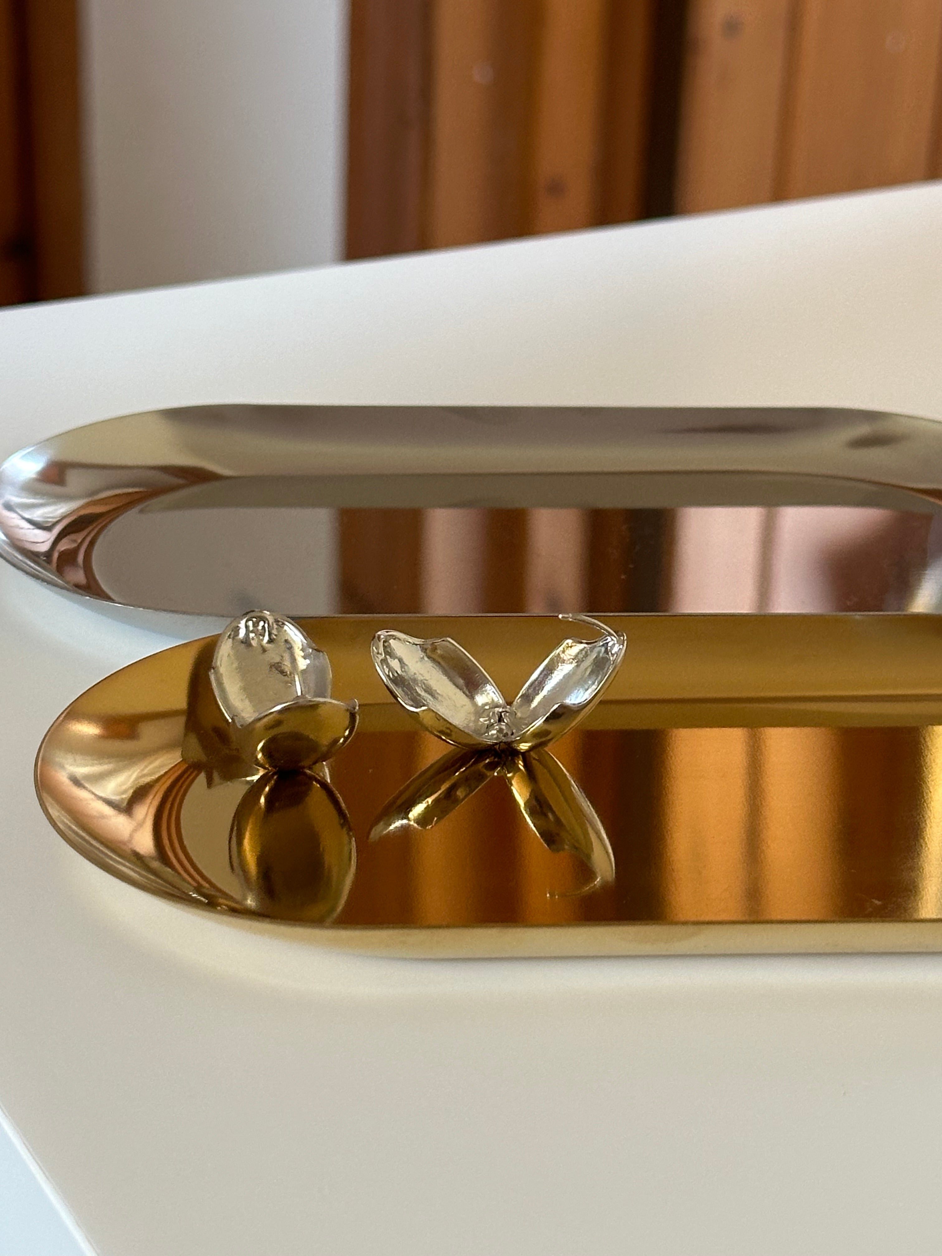 Silver Dangle Stud Clasp Oval Round Earrings