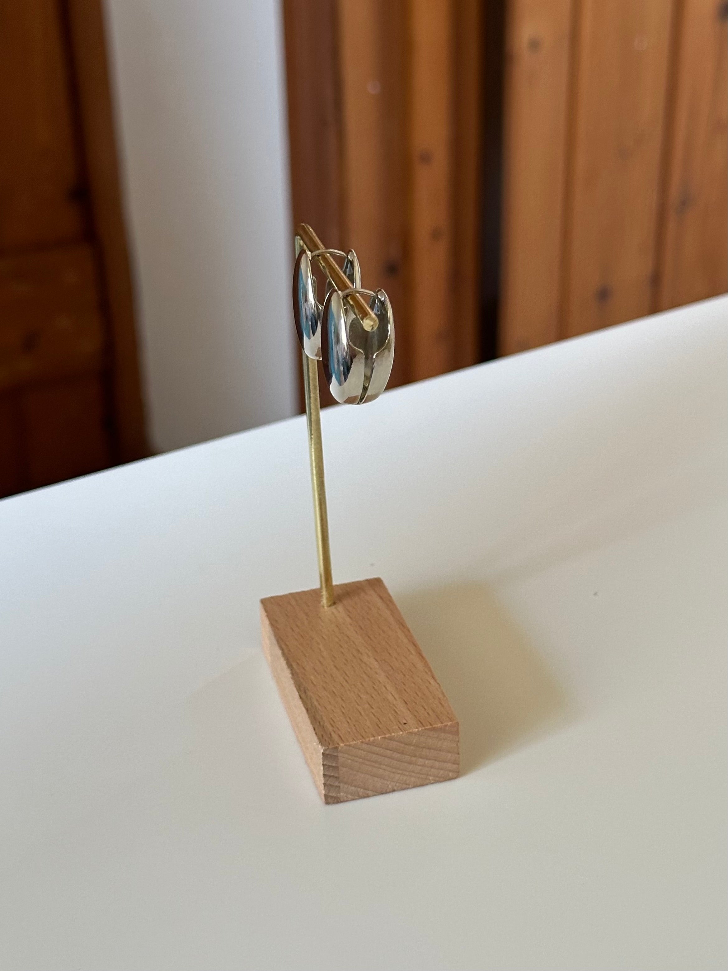 Silver Dangle Stud Clasp Oval Round Earrings